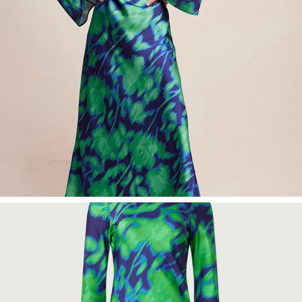 Elegant Green and Blue Women's Dress